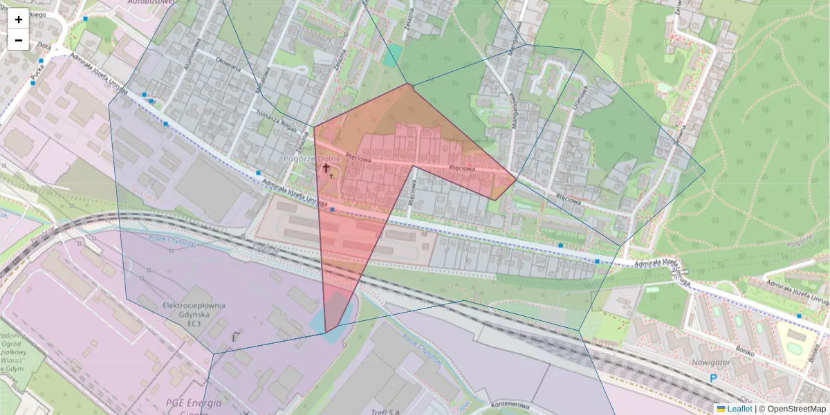 Szczegółowa mapa kodu pocztowego 81-161 z granicami, sąsiednimi kodami pocztowymi i urzędami pocztowymi