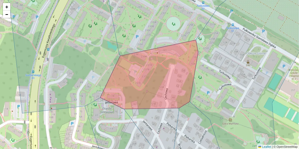 Szczegółowa mapa kodu pocztowego 81-174 z granicami, sąsiednimi kodami pocztowymi i urzędami pocztowymi