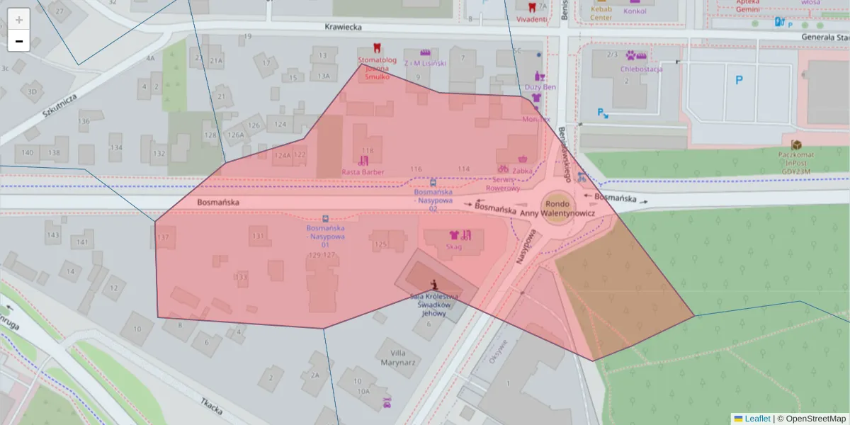 Szczegółowa mapa kodu pocztowego 81-176 z granicami, sąsiednimi kodami pocztowymi i urzędami pocztowymi