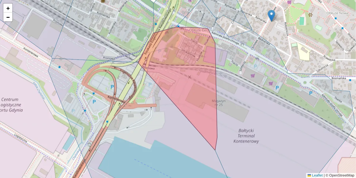Szczegółowa mapa kodu pocztowego 81-191 z granicami, sąsiednimi kodami pocztowymi i urzędami pocztowymi