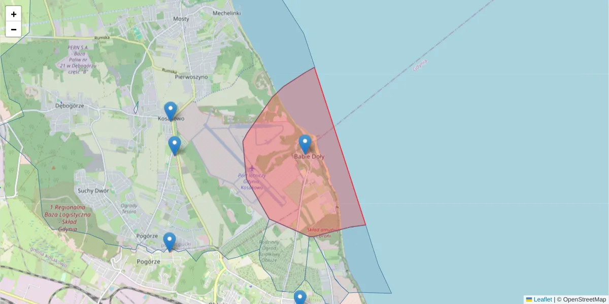 Szczegółowa mapa kodu pocztowego 81-197 z granicami, sąsiednimi kodami pocztowymi i urzędami pocztowymi