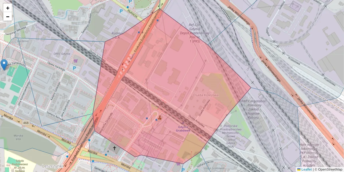 Szczegółowa mapa kodu pocztowego 81-244 z granicami, sąsiednimi kodami pocztowymi i urzędami pocztowymi