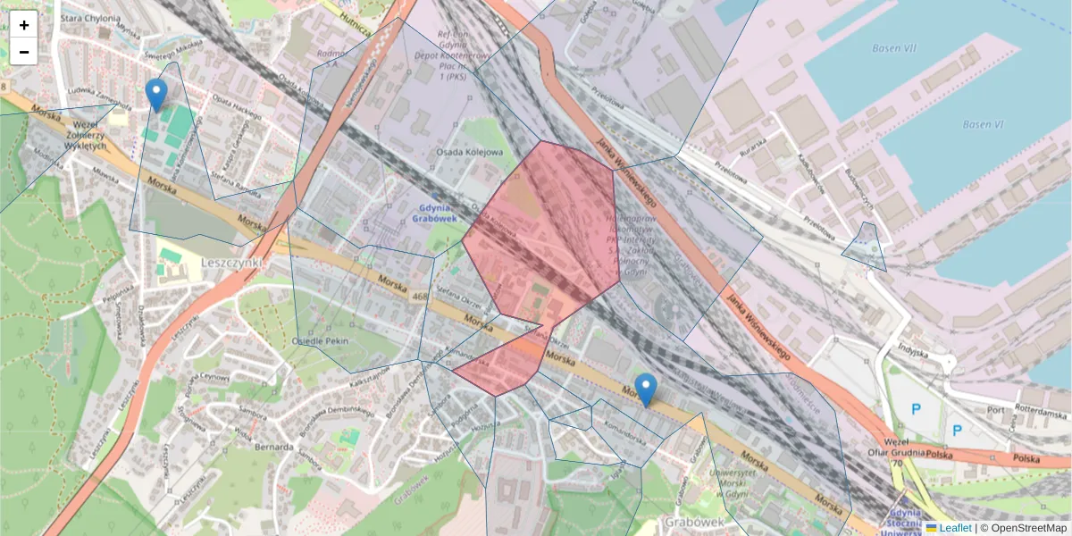 Szczegółowa mapa kodu pocztowego 81-267 z granicami, sąsiednimi kodami pocztowymi i urzędami pocztowymi
