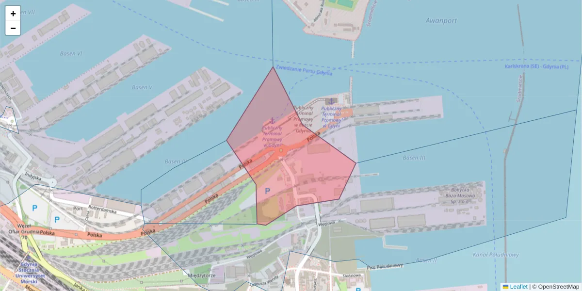Szczegółowa mapa kodu pocztowego 81-338 z granicami, sąsiednimi kodami pocztowymi i urzędami pocztowymi