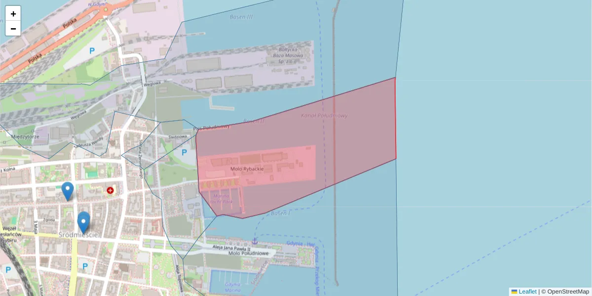 Szczegółowa mapa kodu pocztowego 81-340 z granicami, sąsiednimi kodami pocztowymi i urzędami pocztowymi