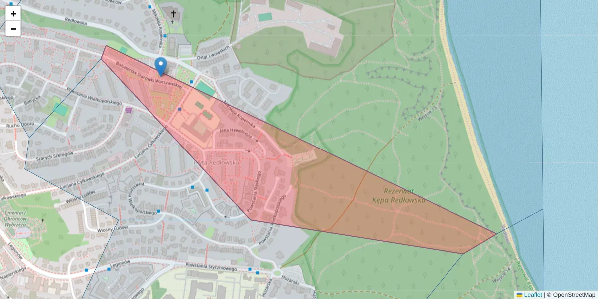 Szczegółowa mapa kodu pocztowego 81-466 z granicami, sąsiednimi kodami pocztowymi i urzędami pocztowymi