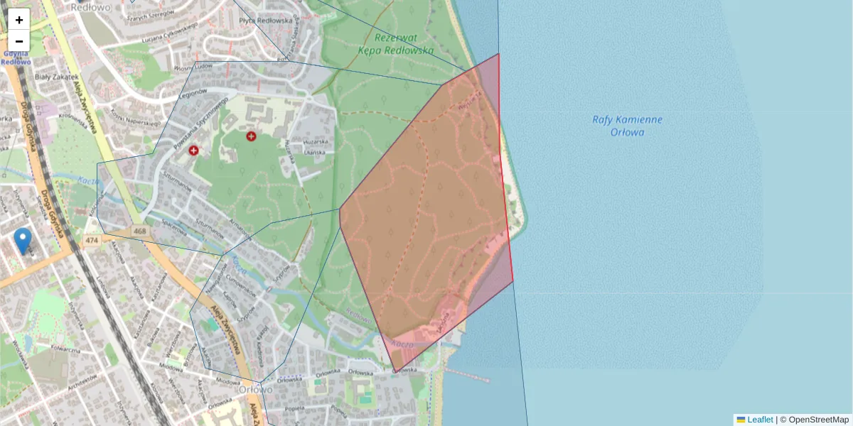 Szczegółowa mapa kodu pocztowego 81-510 z granicami, sąsiednimi kodami pocztowymi i urzędami pocztowymi