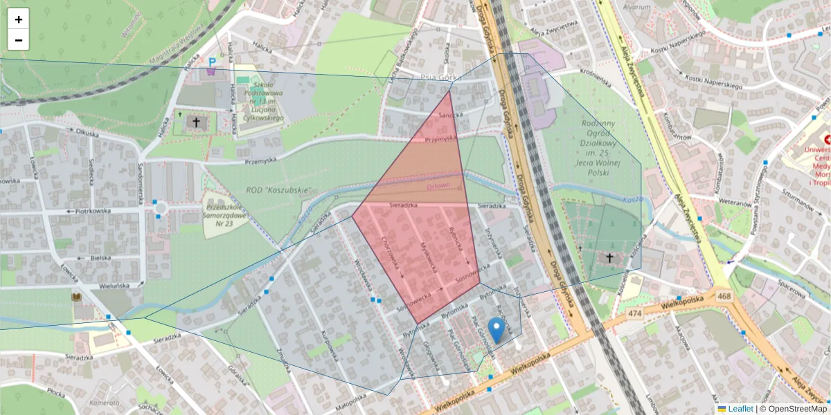 Szczegółowa mapa kodu pocztowego 81-550 z granicami, sąsiednimi kodami pocztowymi i urzędami pocztowymi