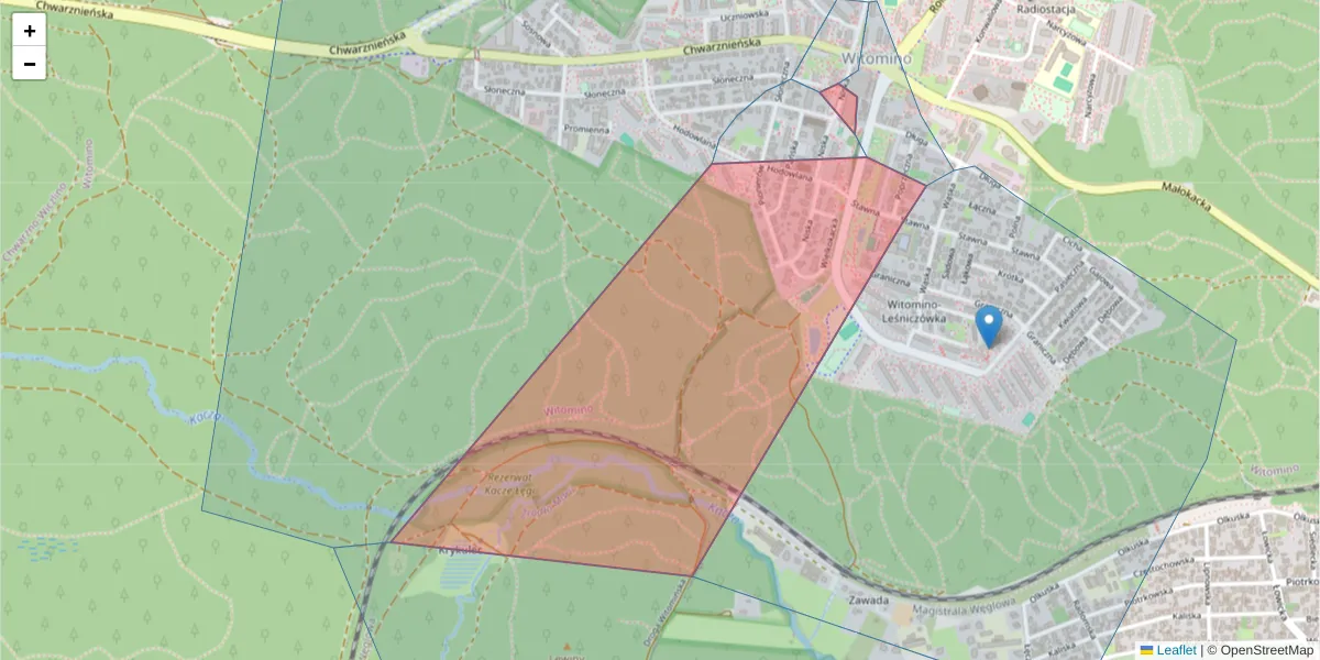Szczegółowa mapa kodu pocztowego 81-646 z granicami, sąsiednimi kodami pocztowymi i urzędami pocztowymi