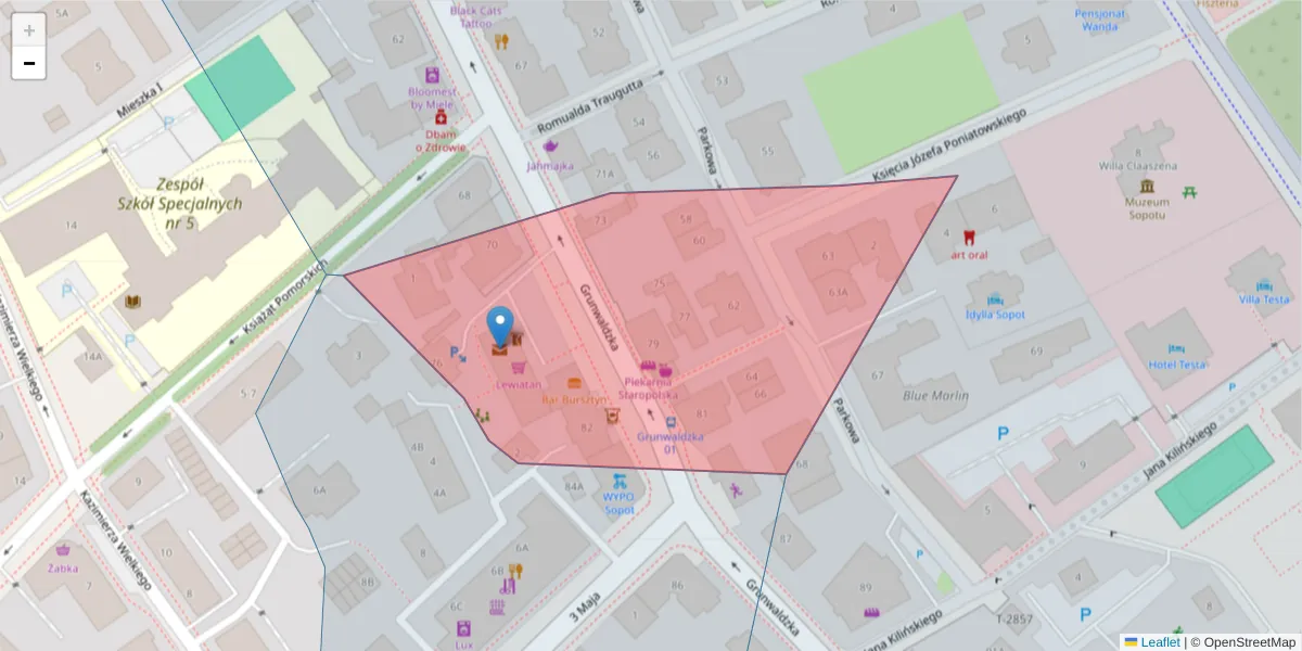 Szczegółowa mapa kodu pocztowego 81-705 z granicami, sąsiednimi kodami pocztowymi i urzędami pocztowymi