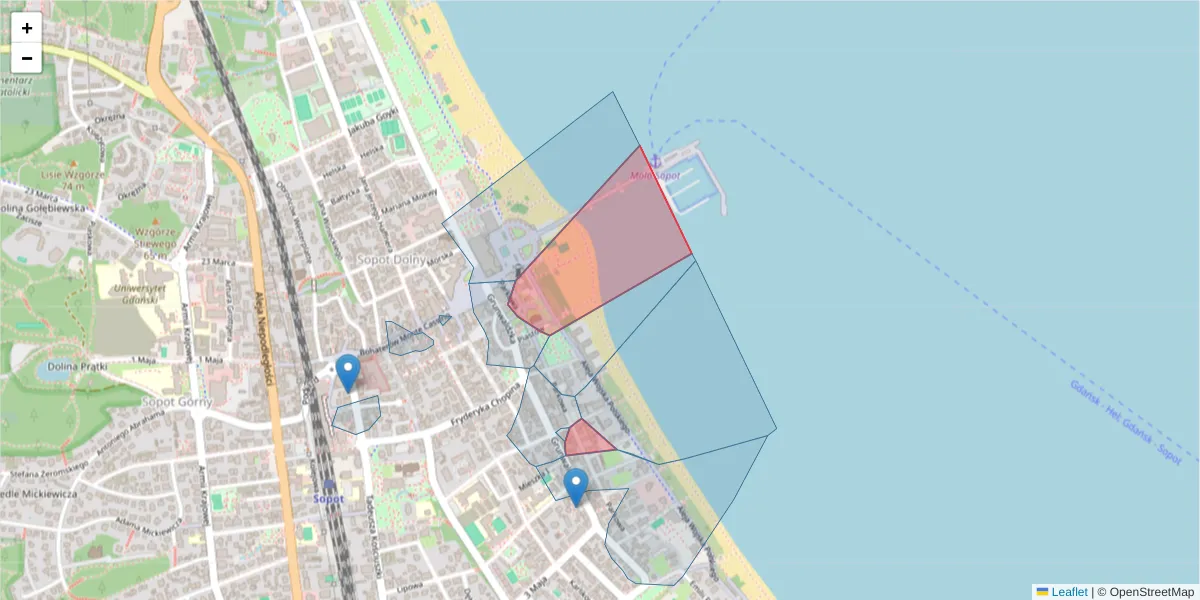 Szczegółowa mapa kodu pocztowego 81-726 z granicami, sąsiednimi kodami pocztowymi i urzędami pocztowymi