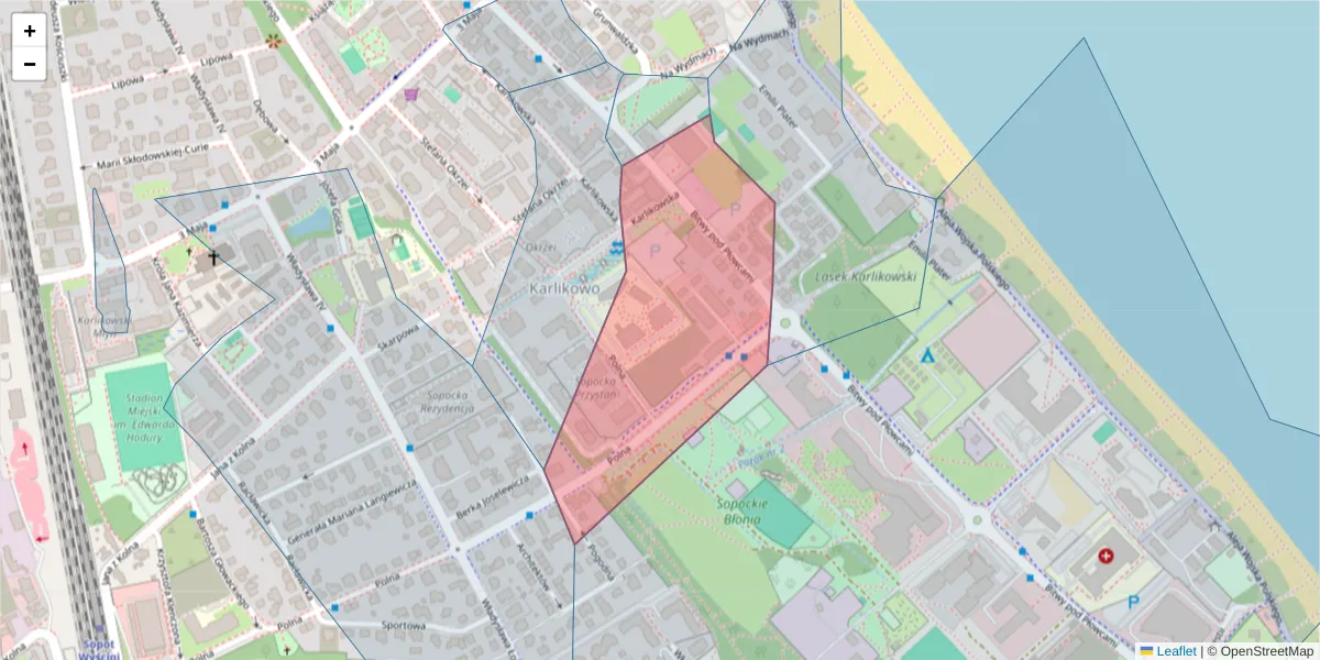 Szczegółowa mapa kodu pocztowego 81-730 z granicami, sąsiednimi kodami pocztowymi i urzędami pocztowymi
