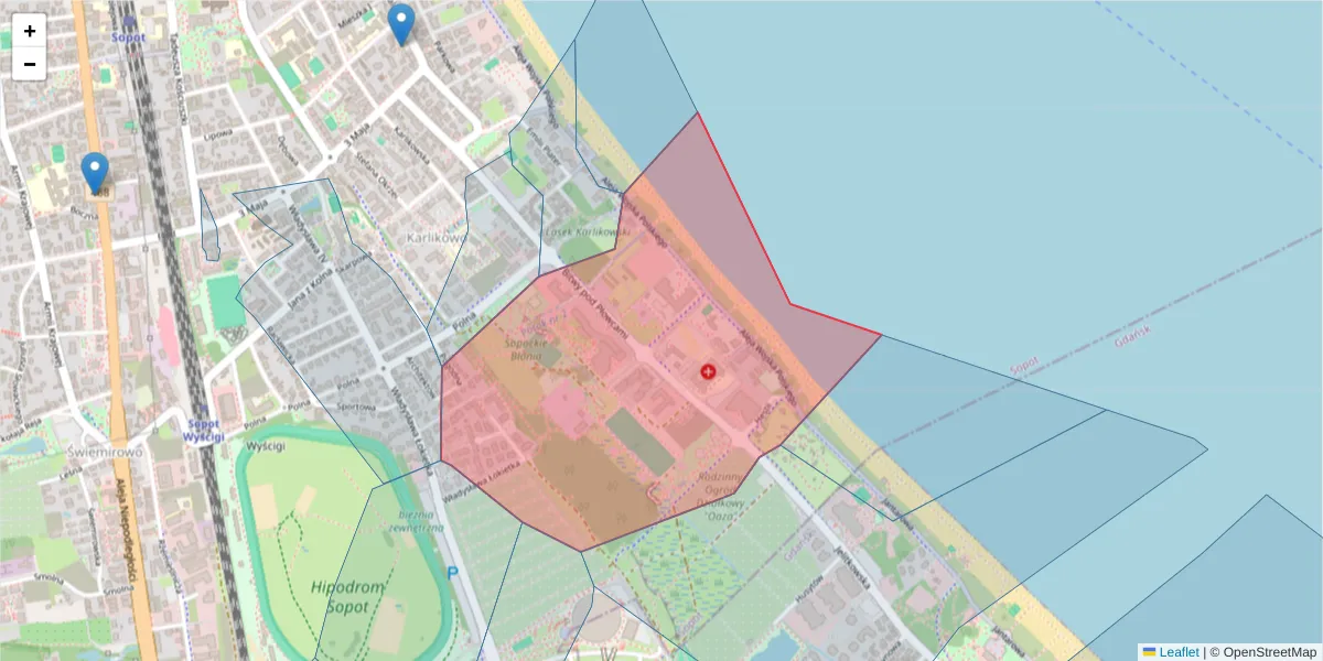 Szczegółowa mapa kodu pocztowego 81-731 z granicami, sąsiednimi kodami pocztowymi i urzędami pocztowymi