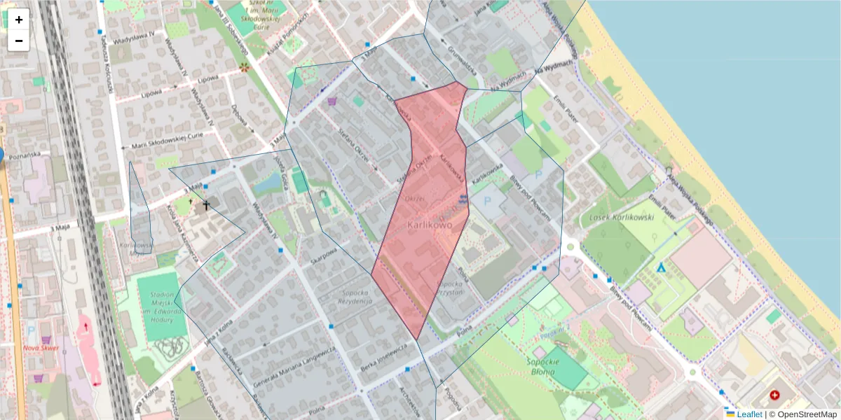 Szczegółowa mapa kodu pocztowego 81-732 z granicami, sąsiednimi kodami pocztowymi i urzędami pocztowymi