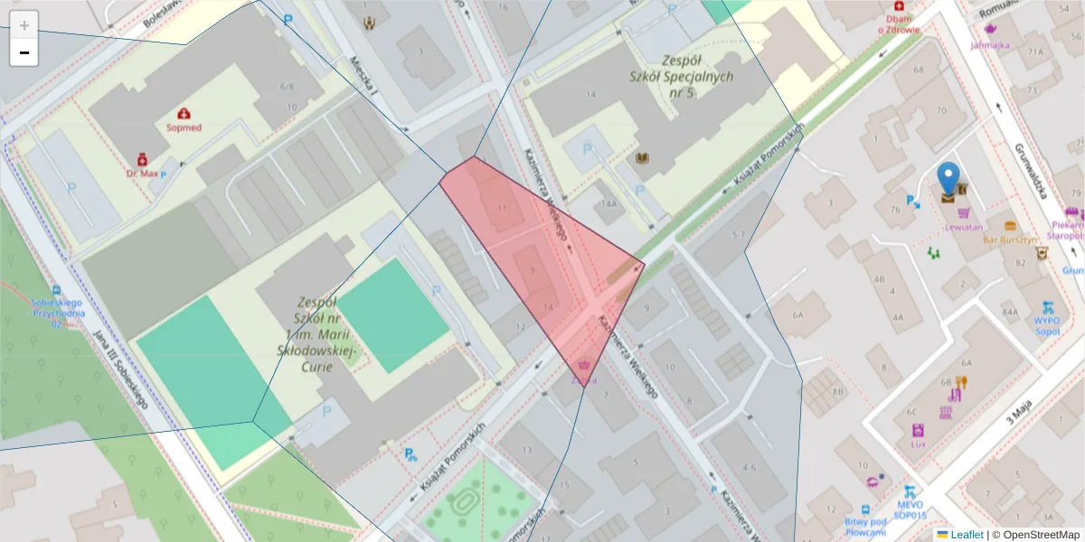 Szczegółowa mapa kodu pocztowego 81-749 z granicami, sąsiednimi kodami pocztowymi i urzędami pocztowymi