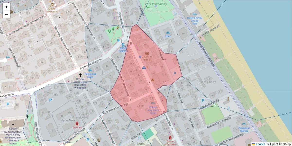 Szczegółowa mapa kodu pocztowego 81-754 z granicami, sąsiednimi kodami pocztowymi i urzędami pocztowymi