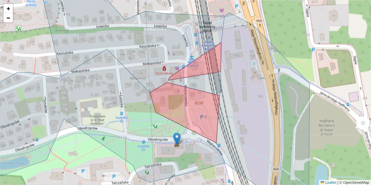 Szczegółowa mapa kodu pocztowego 81-816 z granicami, sąsiednimi kodami pocztowymi i urzędami pocztowymi