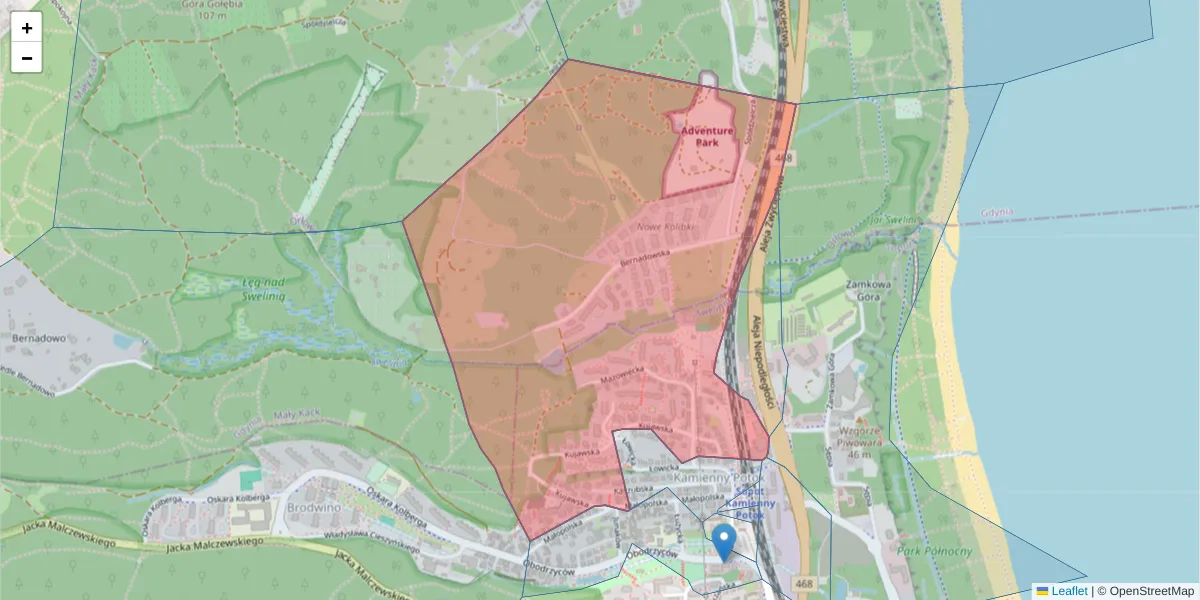 Szczegółowa mapa kodu pocztowego 81-862 z granicami, sąsiednimi kodami pocztowymi i urzędami pocztowymi