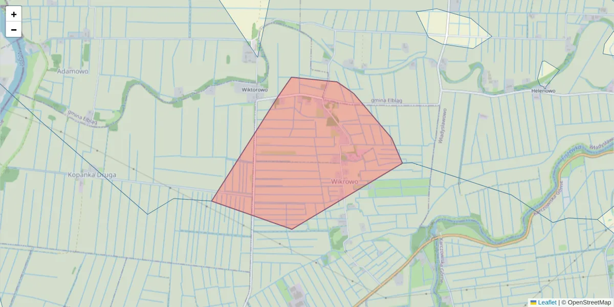 Szczegółowa mapa kodu pocztowego 82-331 z granicami, sąsiednimi kodami pocztowymi i urzędami pocztowymi