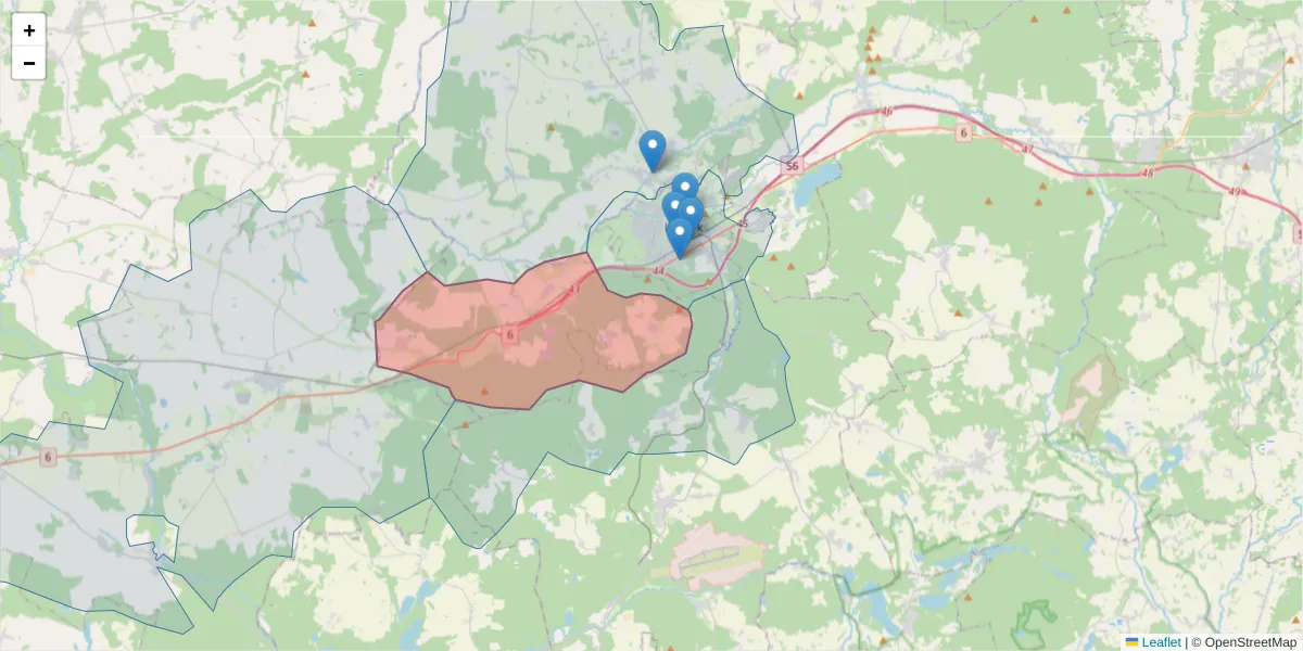Szczegółowa mapa kodu pocztowego 84-342 z granicami, sąsiednimi kodami pocztowymi i urzędami pocztowymi
