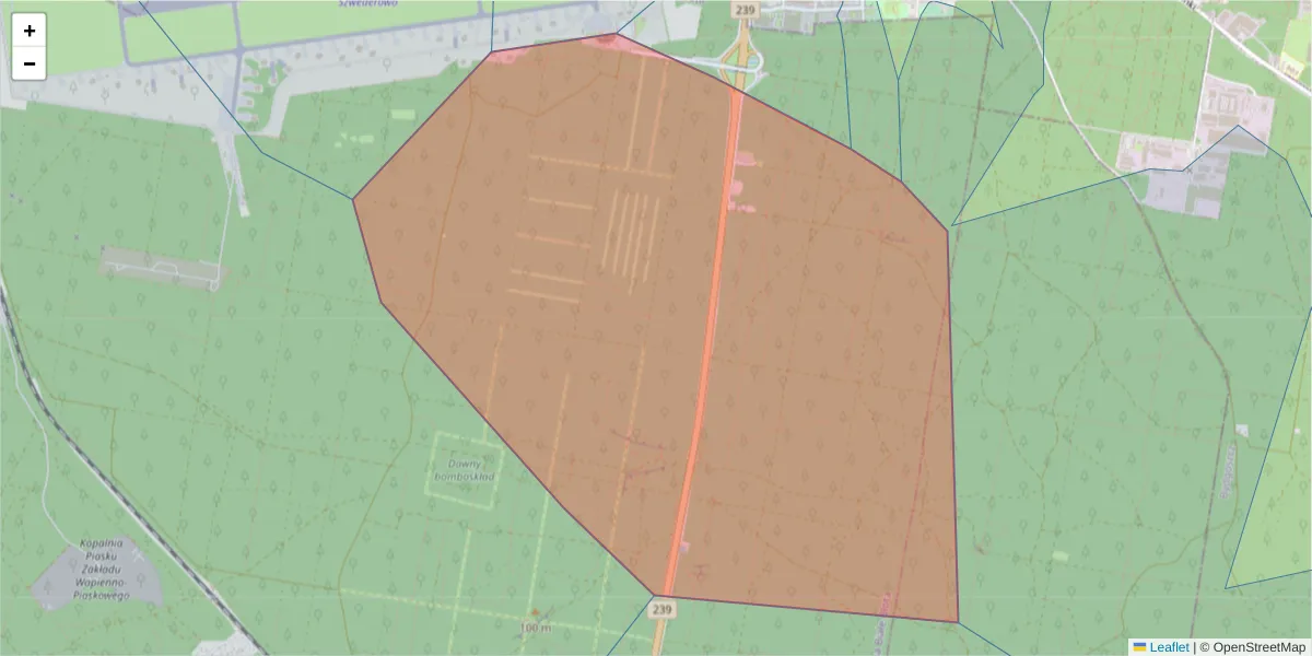 Szczegółowa mapa kodu pocztowego 85-140 z granicami, sąsiednimi kodami pocztowymi i urzędami pocztowymi