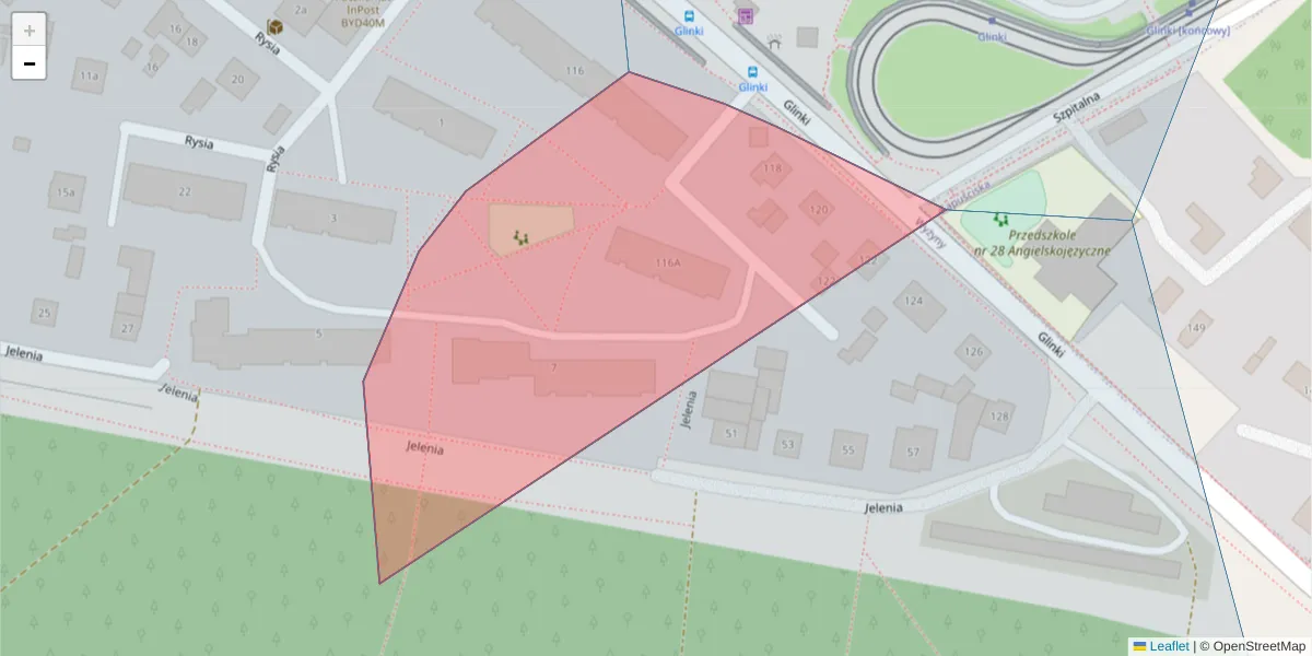 Szczegółowa mapa kodu pocztowego 85-170 z granicami, sąsiednimi kodami pocztowymi i urzędami pocztowymi
