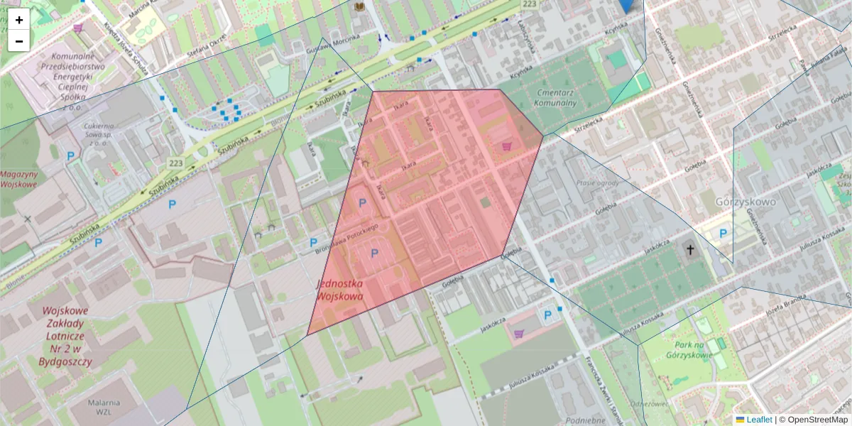 Szczegółowa mapa kodu pocztowego 85-314 z granicami, sąsiednimi kodami pocztowymi i urzędami pocztowymi