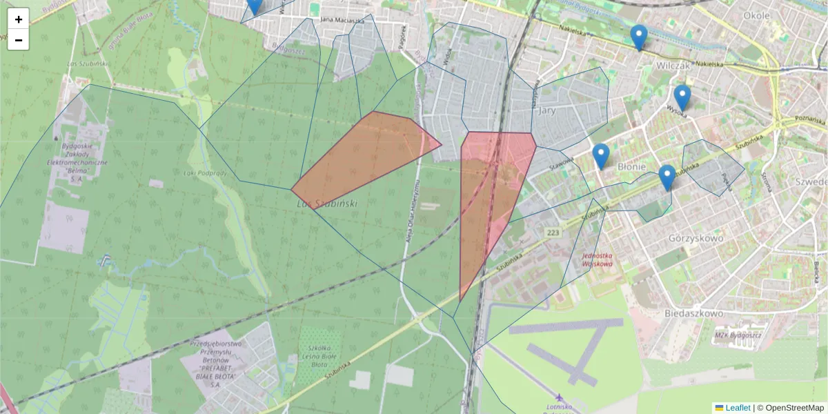 Szczegółowa mapa kodu pocztowego 85-356 z granicami, sąsiednimi kodami pocztowymi i urzędami pocztowymi