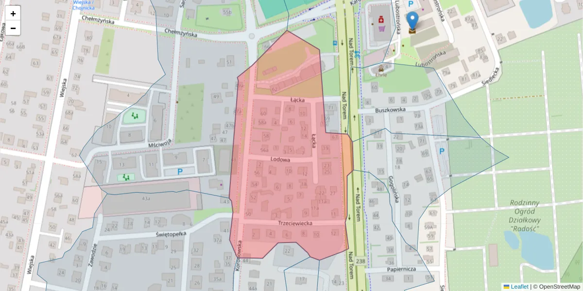 Szczegółowa mapa kodu pocztowego 85-407 z granicami, sąsiednimi kodami pocztowymi i urzędami pocztowymi