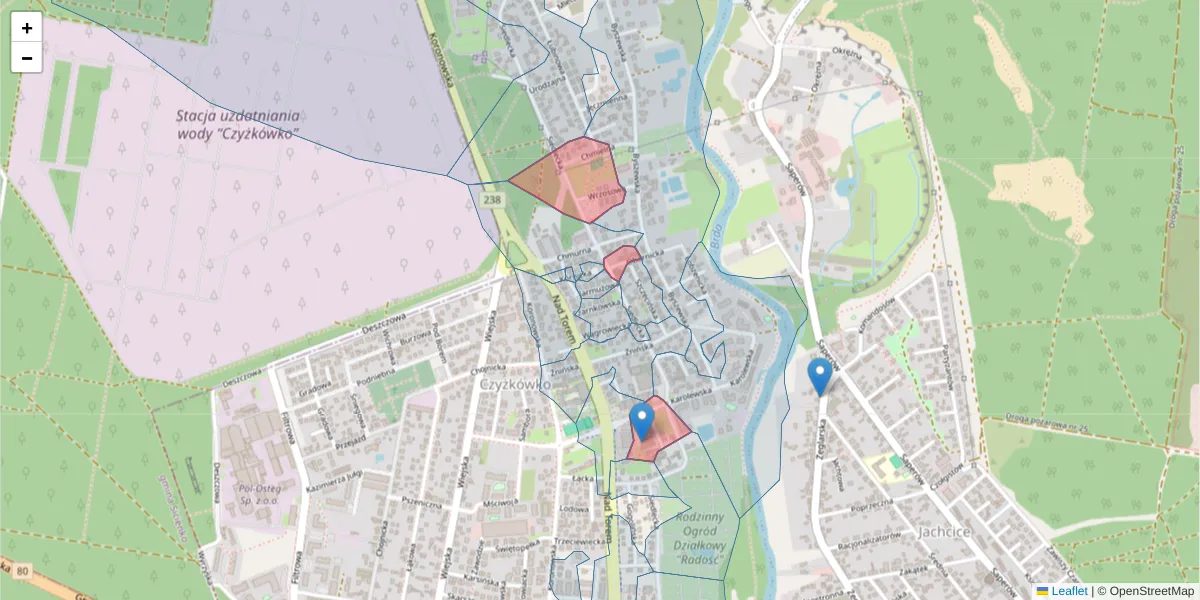Szczegółowa mapa kodu pocztowego 85-413 z granicami, sąsiednimi kodami pocztowymi i urzędami pocztowymi