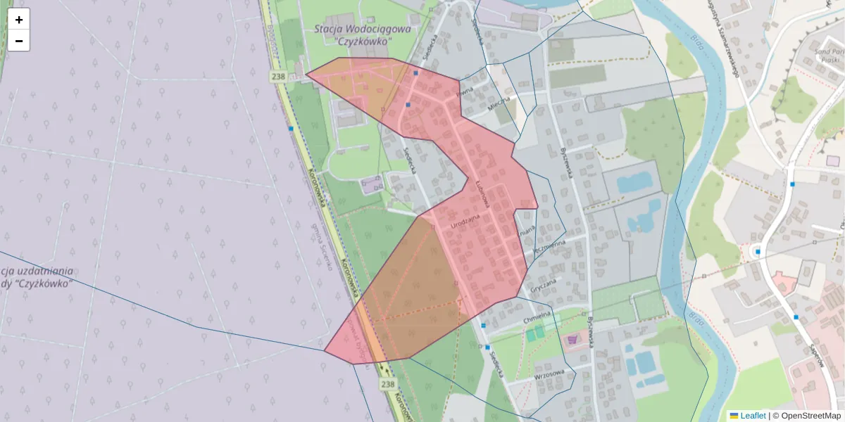 Szczegółowa mapa kodu pocztowego 85-415 z granicami, sąsiednimi kodami pocztowymi i urzędami pocztowymi