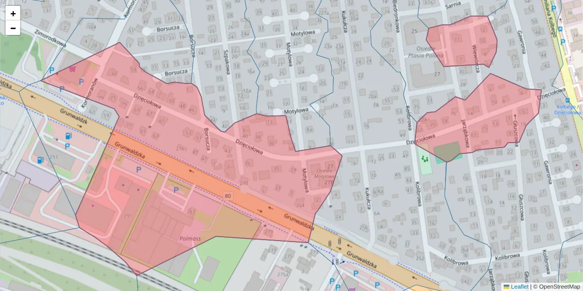 Szczegółowa mapa kodu pocztowego 85-440 z granicami, sąsiednimi kodami pocztowymi i urzędami pocztowymi