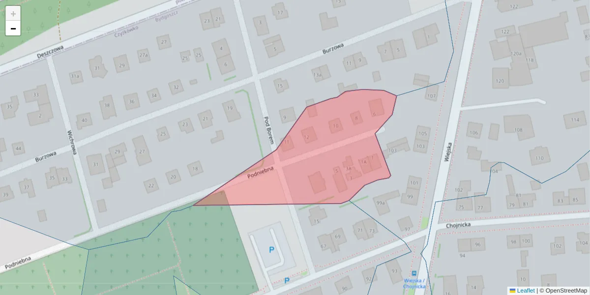 Szczegółowa mapa kodu pocztowego 85-454 z granicami, sąsiednimi kodami pocztowymi i urzędami pocztowymi