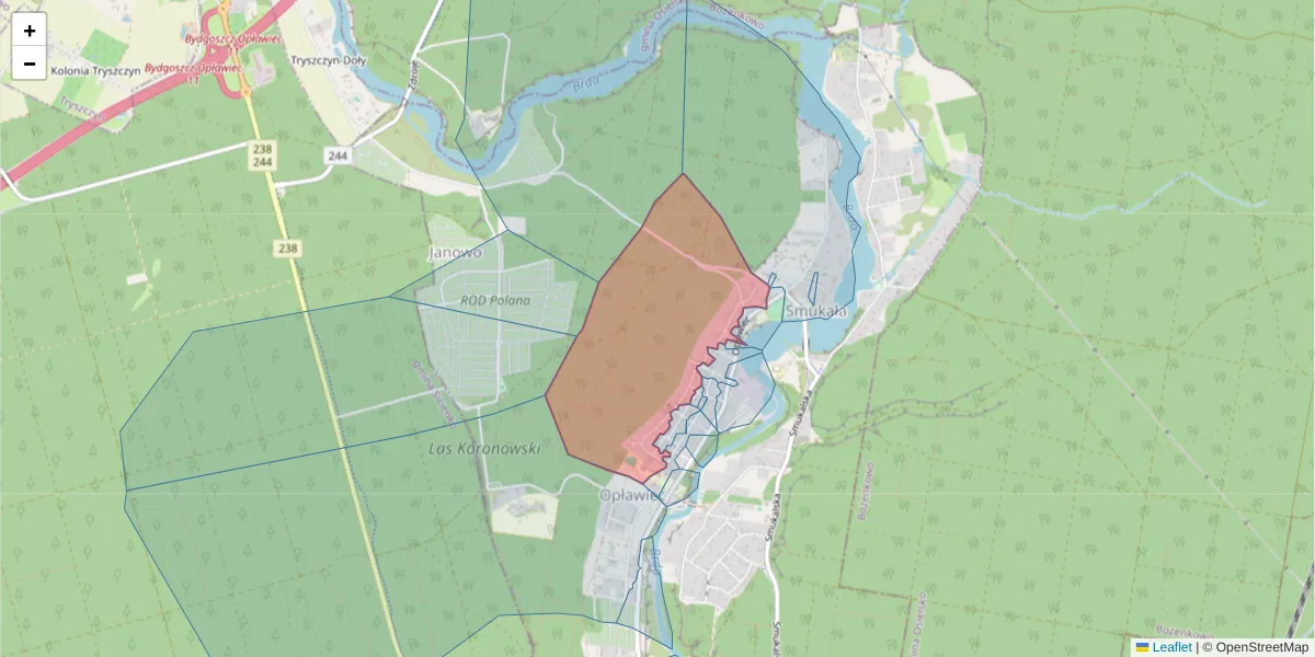 Szczegółowa mapa kodu pocztowego 85-474 z granicami, sąsiednimi kodami pocztowymi i urzędami pocztowymi