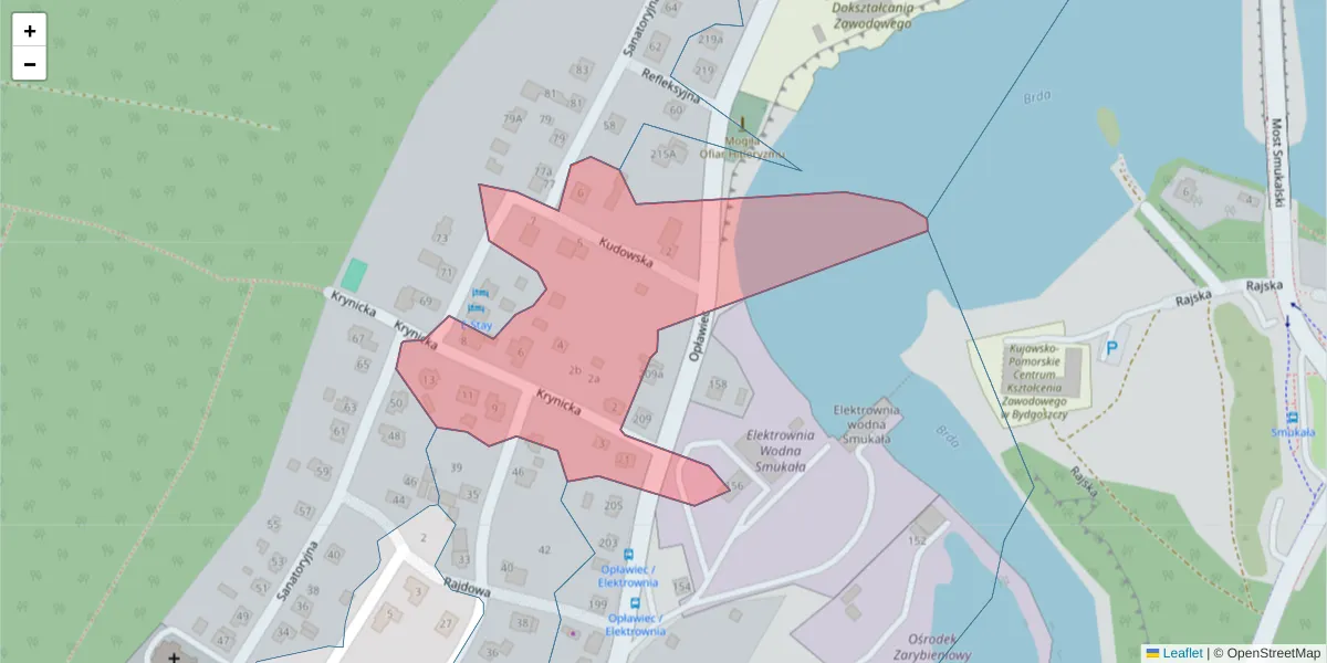 Szczegółowa mapa kodu pocztowego 85-479 z granicami, sąsiednimi kodami pocztowymi i urzędami pocztowymi