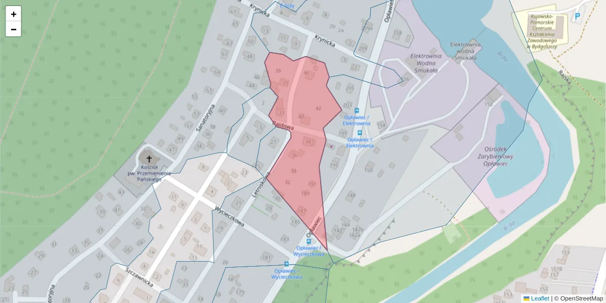 Szczegółowa mapa kodu pocztowego 85-480 z granicami, sąsiednimi kodami pocztowymi i urzędami pocztowymi