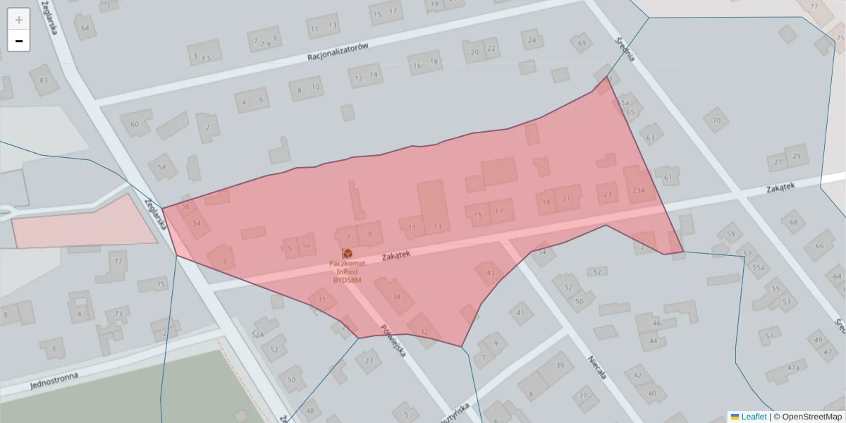Szczegółowa mapa kodu pocztowego 85-527 z granicami, sąsiednimi kodami pocztowymi i urzędami pocztowymi