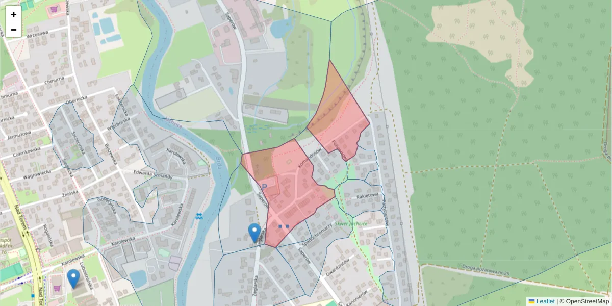 Szczegółowa mapa kodu pocztowego 85-549 z granicami, sąsiednimi kodami pocztowymi i urzędami pocztowymi