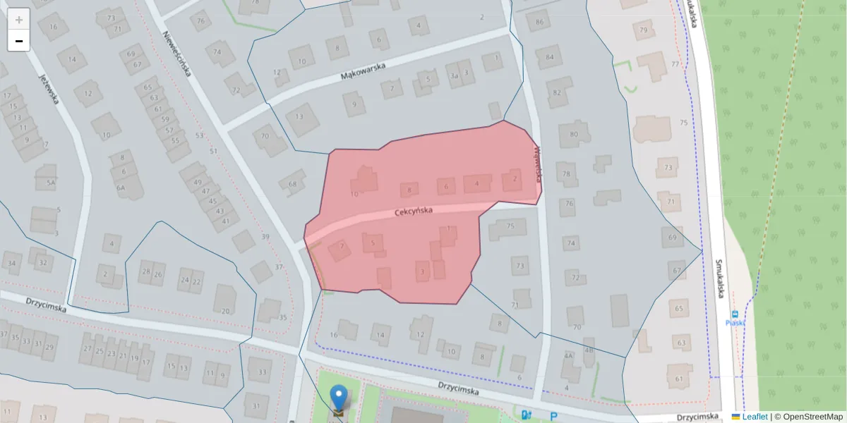 Szczegółowa mapa kodu pocztowego 85-554 z granicami, sąsiednimi kodami pocztowymi i urzędami pocztowymi