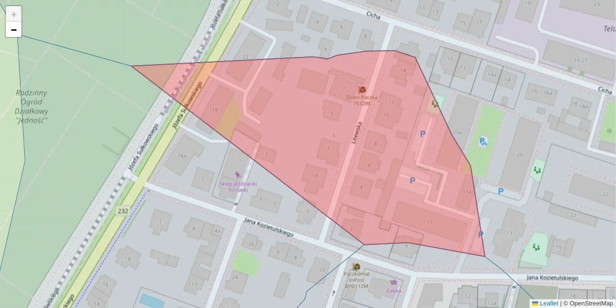 Szczegółowa mapa kodu pocztowego 85-658 z granicami, sąsiednimi kodami pocztowymi i urzędami pocztowymi
