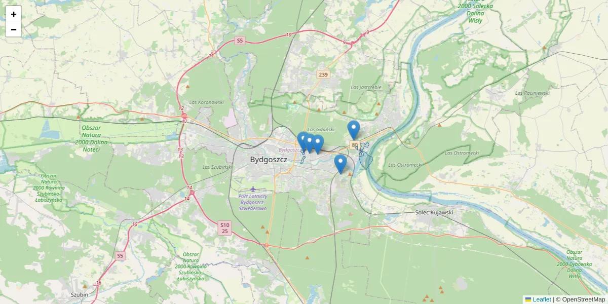 Szczegółowa mapa kodu pocztowego 85-711 z granicami, sąsiednimi kodami pocztowymi i urzędami pocztowymi