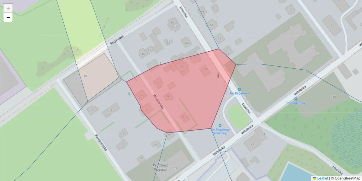 Szczegółowa mapa kodu pocztowego 85-772 z granicami, sąsiednimi kodami pocztowymi i urzędami pocztowymi
