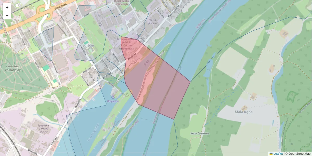 Szczegółowa mapa kodu pocztowego 85-778 z granicami, sąsiednimi kodami pocztowymi i urzędami pocztowymi