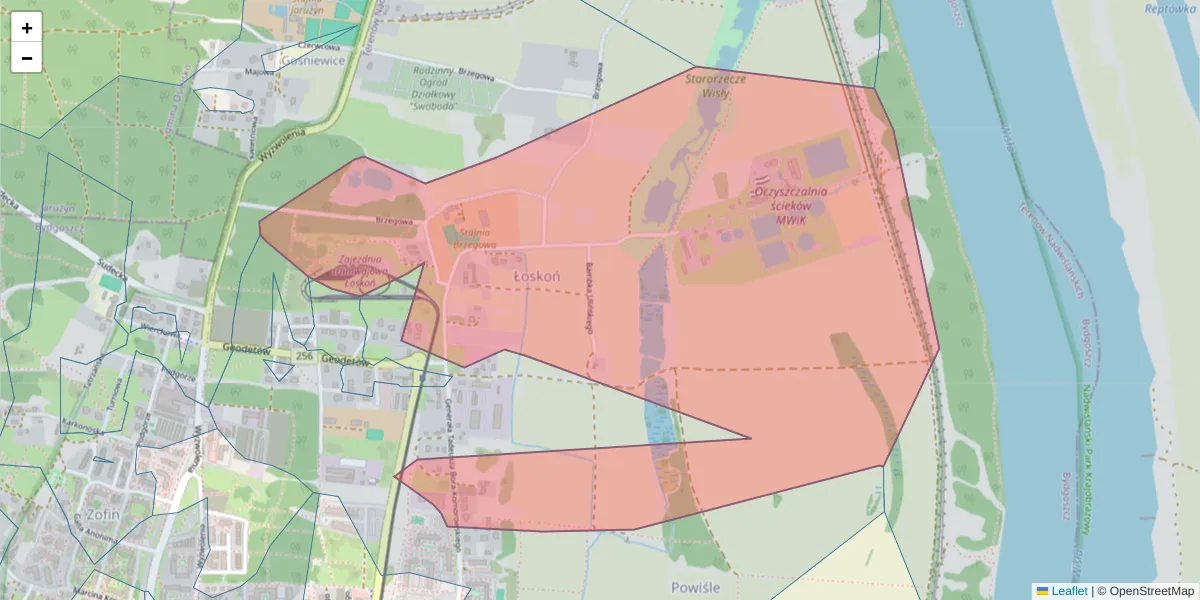 Szczegółowa mapa kodu pocztowego 85-787 z granicami, sąsiednimi kodami pocztowymi i urzędami pocztowymi