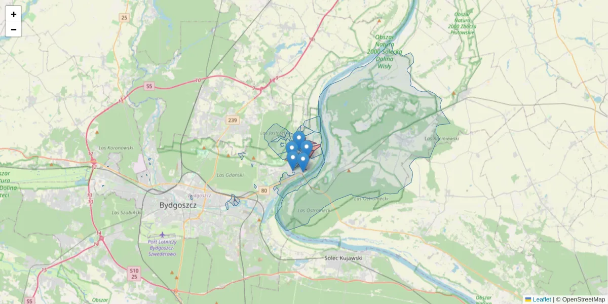 Szczegółowa mapa kodu pocztowego 85-793 z granicami, sąsiednimi kodami pocztowymi i urzędami pocztowymi
