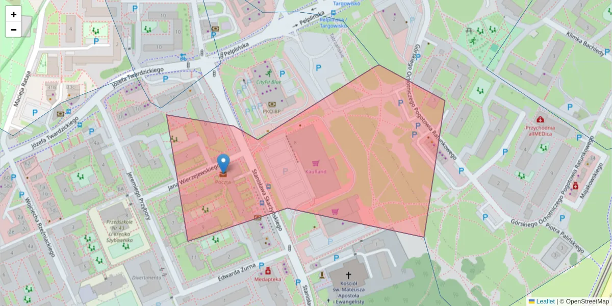 Szczegółowa mapa kodu pocztowego 85-798 z granicami, sąsiednimi kodami pocztowymi i urzędami pocztowymi