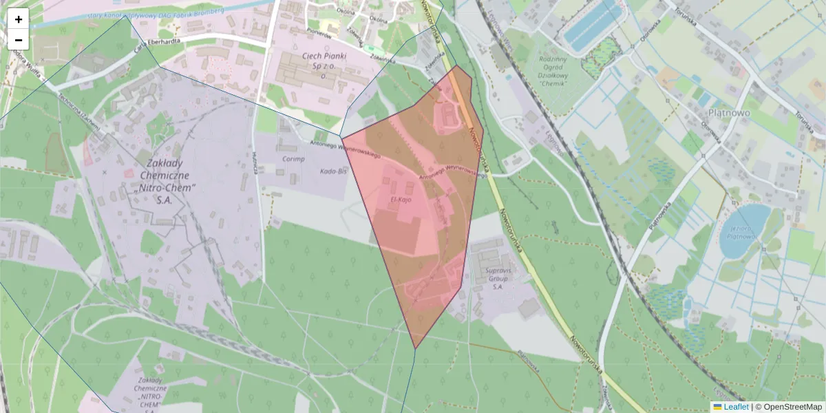 Szczegółowa mapa kodu pocztowego 85-891 z granicami, sąsiednimi kodami pocztowymi i urzędami pocztowymi