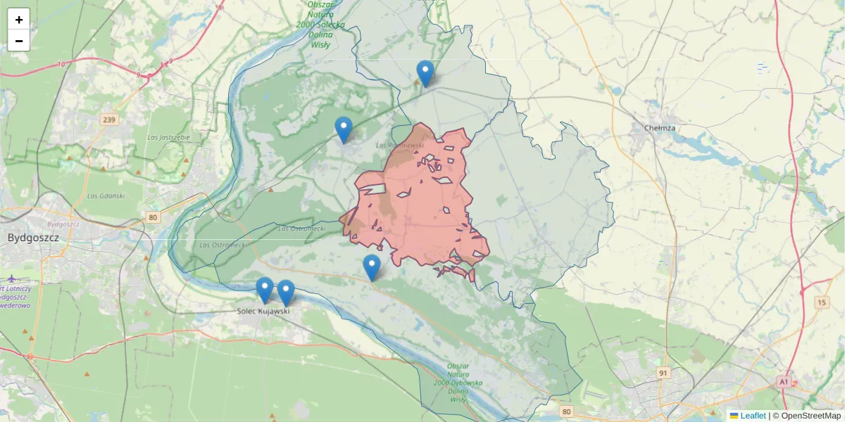 Szczegółowa mapa kodu pocztowego 87-133 z granicami, sąsiednimi kodami pocztowymi i urzędami pocztowymi