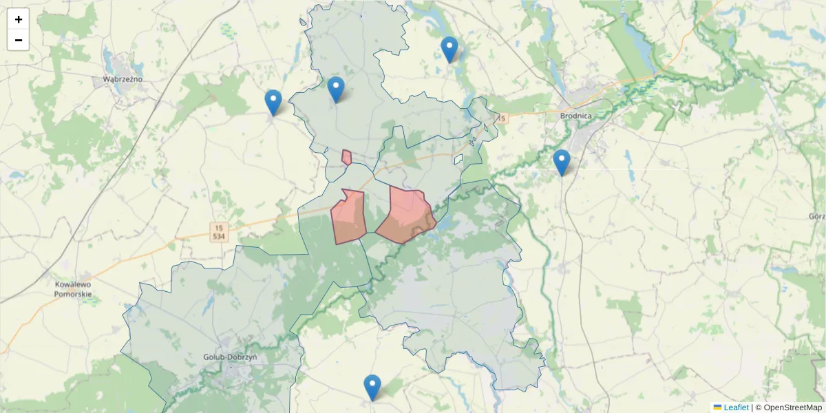 Szczegółowa mapa kodu pocztowego 87-423 z granicami, sąsiednimi kodami pocztowymi i urzędami pocztowymi