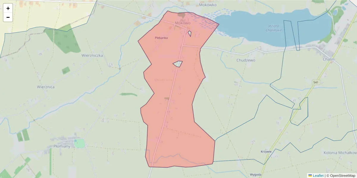 Szczegółowa mapa kodu pocztowego 87-607 z granicami, sąsiednimi kodami pocztowymi i urzędami pocztowymi